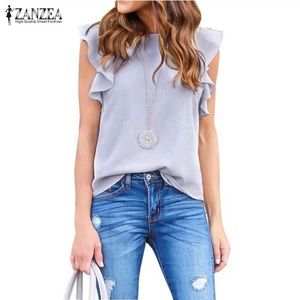 Gray Chiffon Blouse NWT